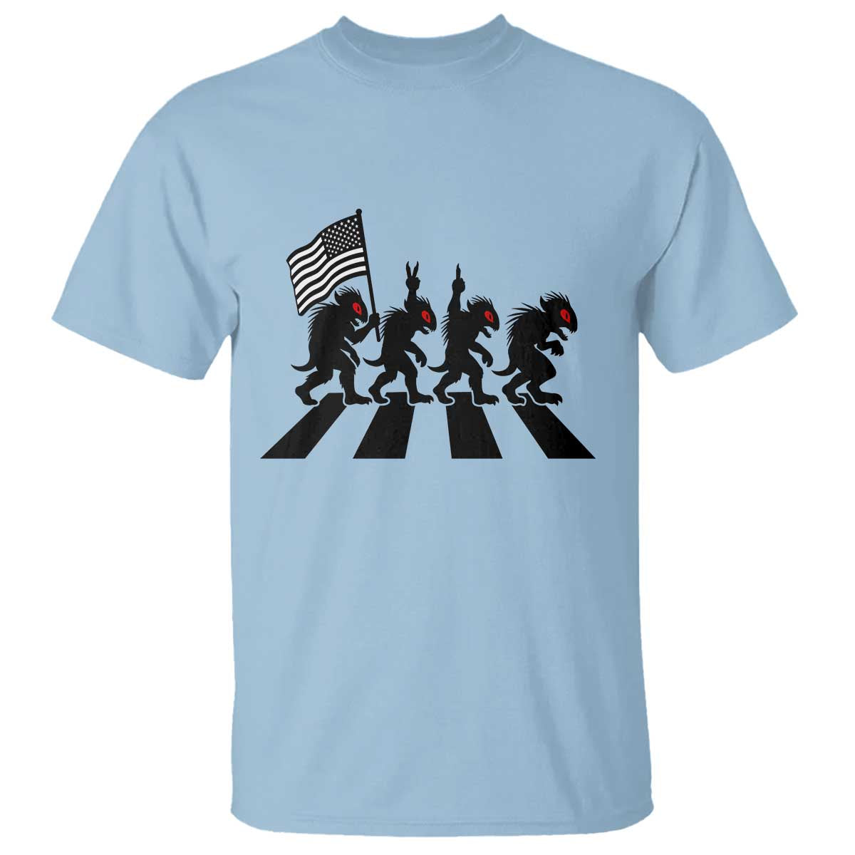 Patriotic Chupacabra T Shirt Funny Cryptid Lover Gift TS12 Light Blue Print Your Wear