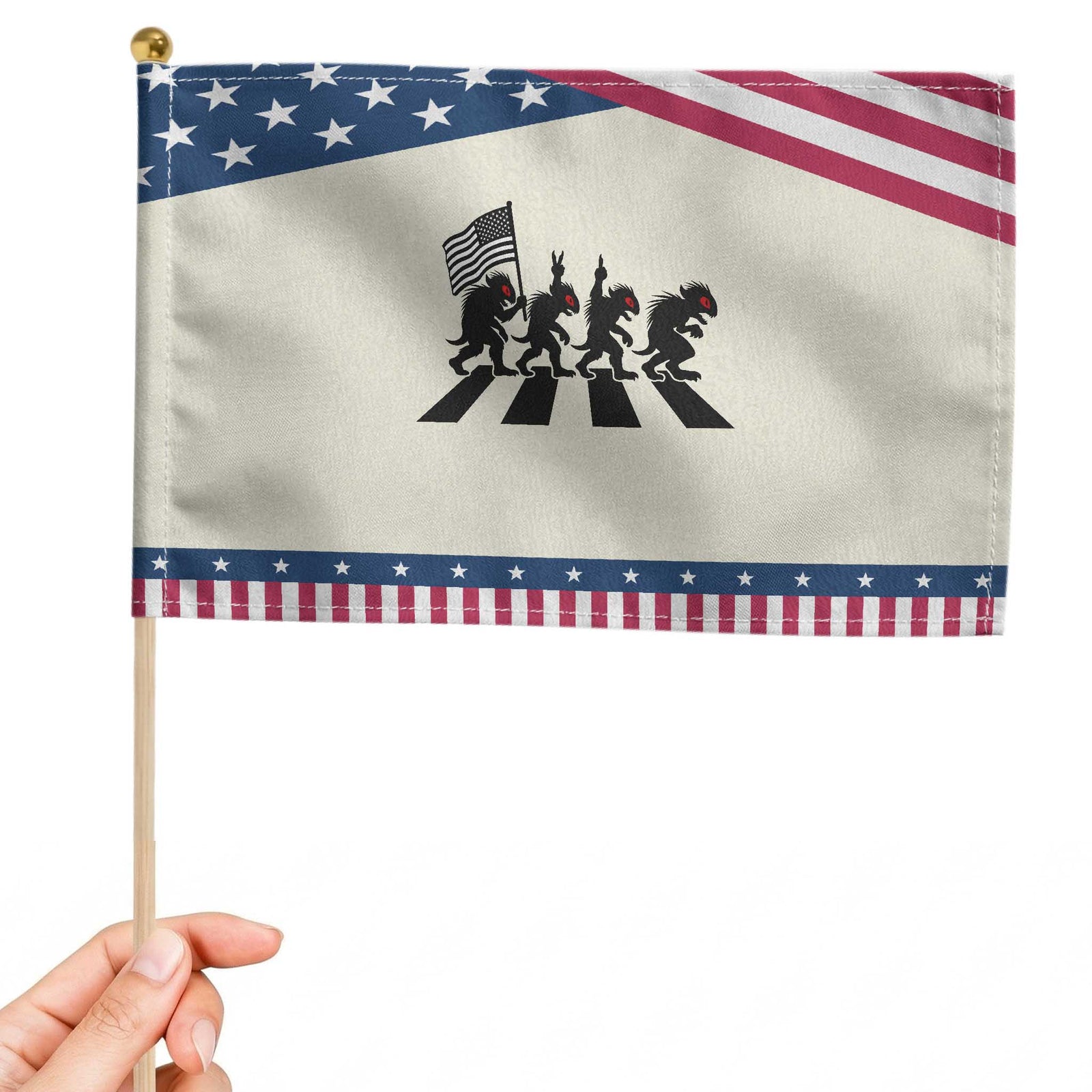 Patriotic Chupacabra Patriotic Handheld Flag Funny Cryptid Lover Gift TS12 Modern 8.2
