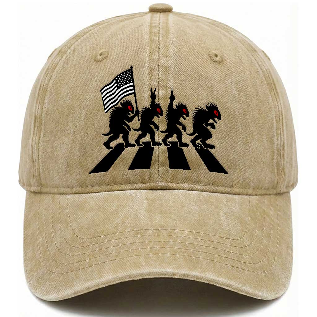 Patriotic Chupacabra Washed Cotton Baseball Cap Funny Cryptid Lover Gift TS12 Print Your Wear