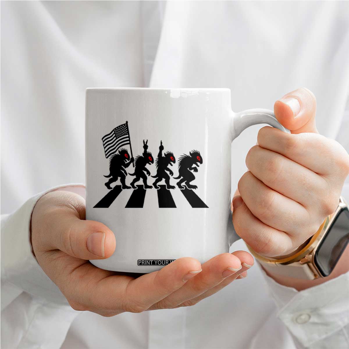Patriotic Chupacabra Coffee Mug Funny Cryptid Lover Gift TS12 Print Your Wear