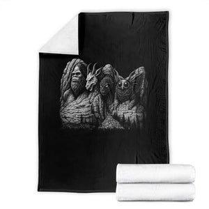 Cryptid Mount Rushmore Throw Blanket Bigfoot Mothman Jersey Devil Chupacabra TS12 Black Print Your Wear