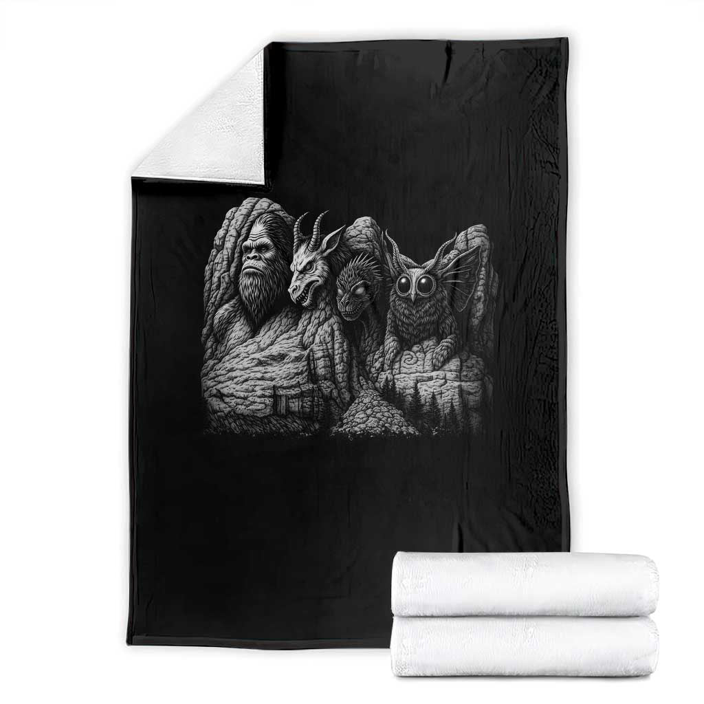 Cryptid Mount Rushmore Throw Blanket Bigfoot Mothman Jersey Devil Chupacabra TS12 Black Print Your Wear