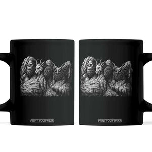 Cryptid Mount Rushmore Coffee Mug Bigfoot Mothman Jersey Devil Chupacabra TS12 Black Print Your Wear