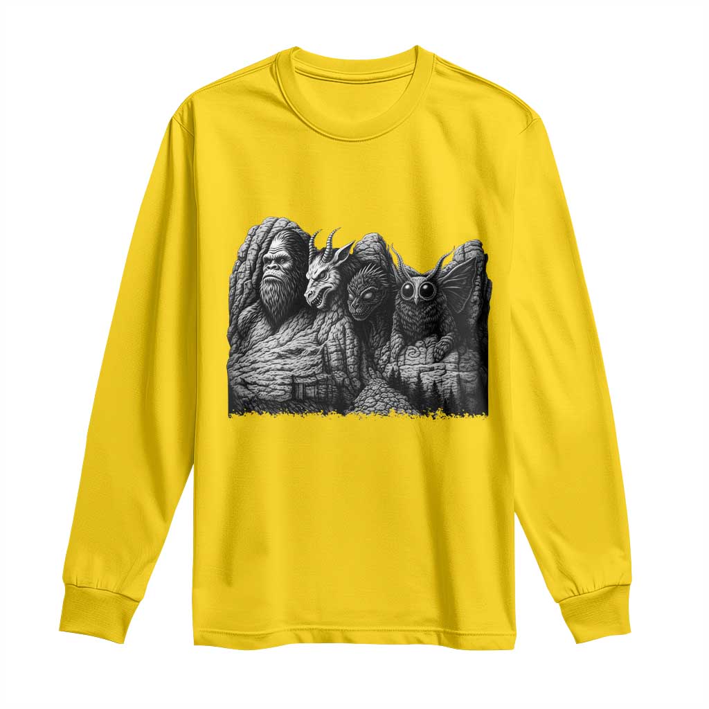 Cryptid Mount Rushmore Long Sleeve Shirt Bigfoot Mothman Jersey Devil Chupacabra TS12 Daisy Print Your Wear