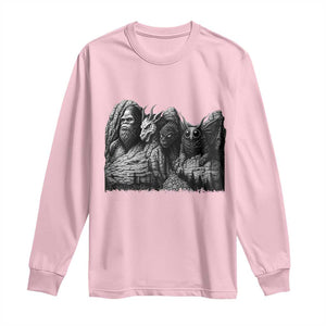 Cryptid Mount Rushmore Long Sleeve Shirt Bigfoot Mothman Jersey Devil Chupacabra TS12 Light Pink Print Your Wear