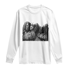 Cryptid Mount Rushmore Long Sleeve Shirt Bigfoot Mothman Jersey Devil Chupacabra TS12 White Print Your Wear