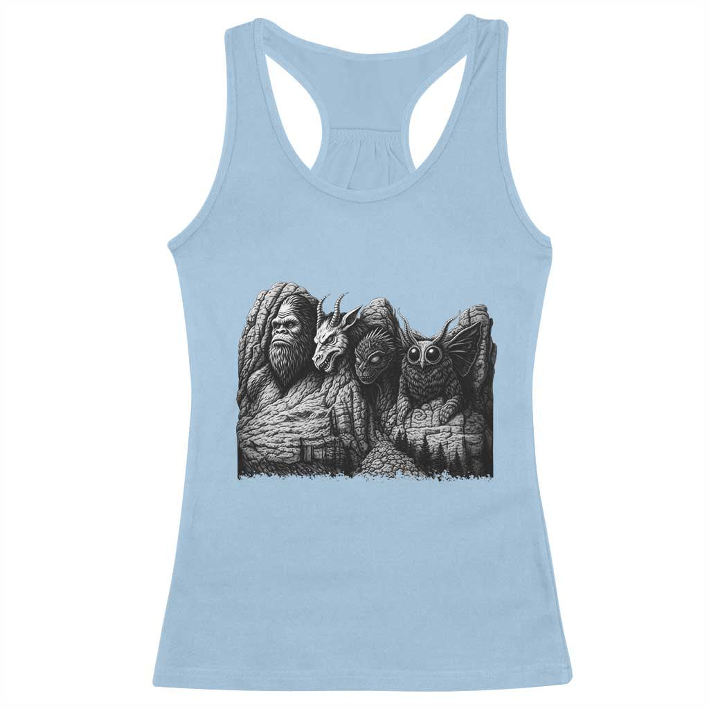 Cryptid Mount Rushmore Racerback Tank Top Bigfoot Mothman Jersey Devil Chupacabra TS12 Light Blue Print Your Wear