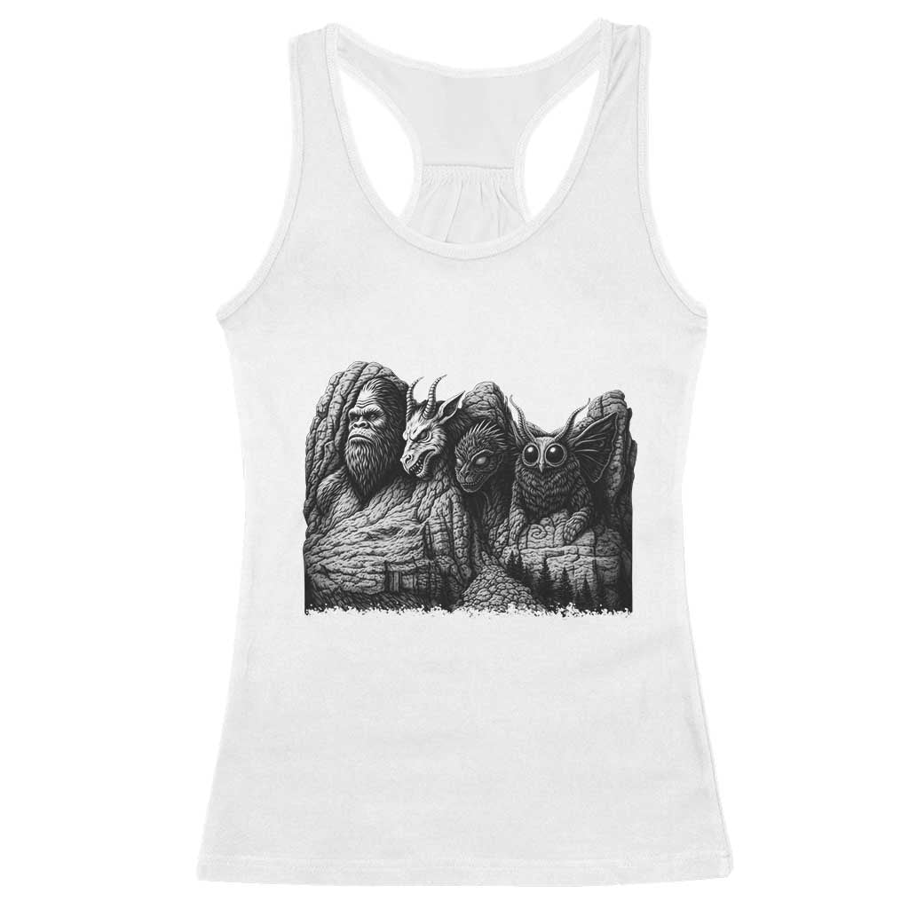 Cryptid Mount Rushmore Racerback Tank Top Bigfoot Mothman Jersey Devil Chupacabra TS12 White Print Your Wear
