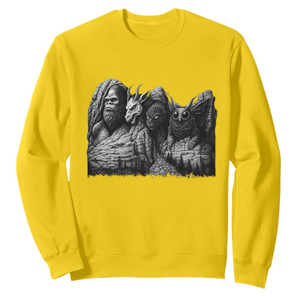 Cryptid Mount Rushmore Sweatshirt Bigfoot Mothman Jersey Devil Chupacabra TS12 Daisy Print Your Wear