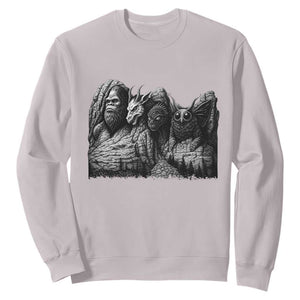 Cryptid Mount Rushmore Sweatshirt Bigfoot Mothman Jersey Devil Chupacabra TS12 Ice Gray Print Your Wear