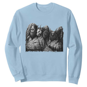 Cryptid Mount Rushmore Sweatshirt Bigfoot Mothman Jersey Devil Chupacabra TS12 Light Blue Print Your Wear