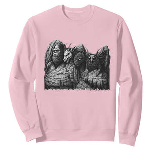 Cryptid Mount Rushmore Sweatshirt Bigfoot Mothman Jersey Devil Chupacabra TS12 Light Pink Print Your Wear