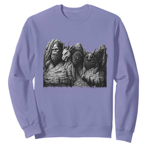 Cryptid Mount Rushmore Sweatshirt Bigfoot Mothman Jersey Devil Chupacabra TS12 Violet Print Your Wear