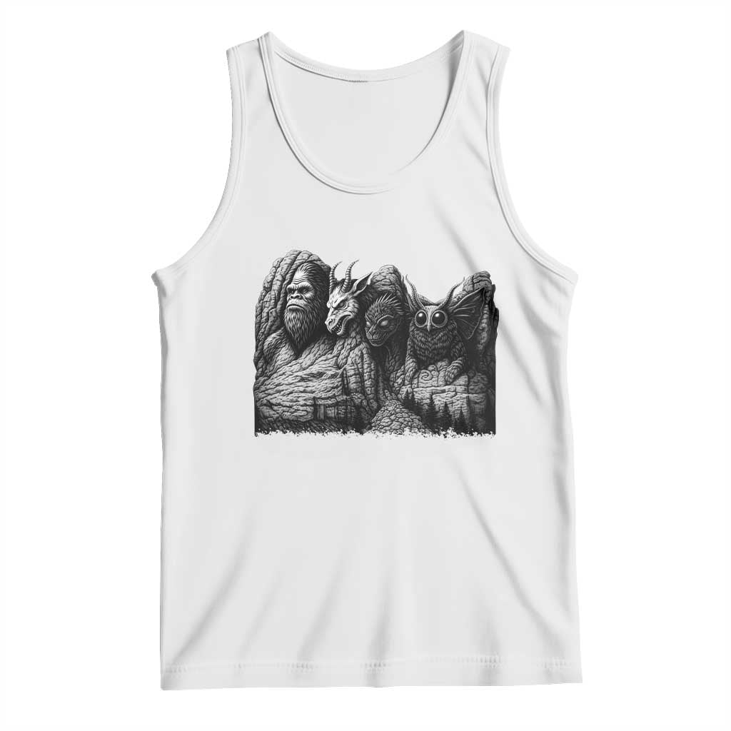 Cryptid Mount Rushmore Tank Top Bigfoot Mothman Jersey Devil Chupacabra TS12 White Print Your Wear