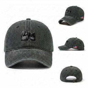 Cryptid Mount Rushmore Washed Cotton Baseball Cap Bigfoot Mothman Jersey Devil Chupacabra TS12 Washed Cap Universal Fit Dark Green Print Your Wear