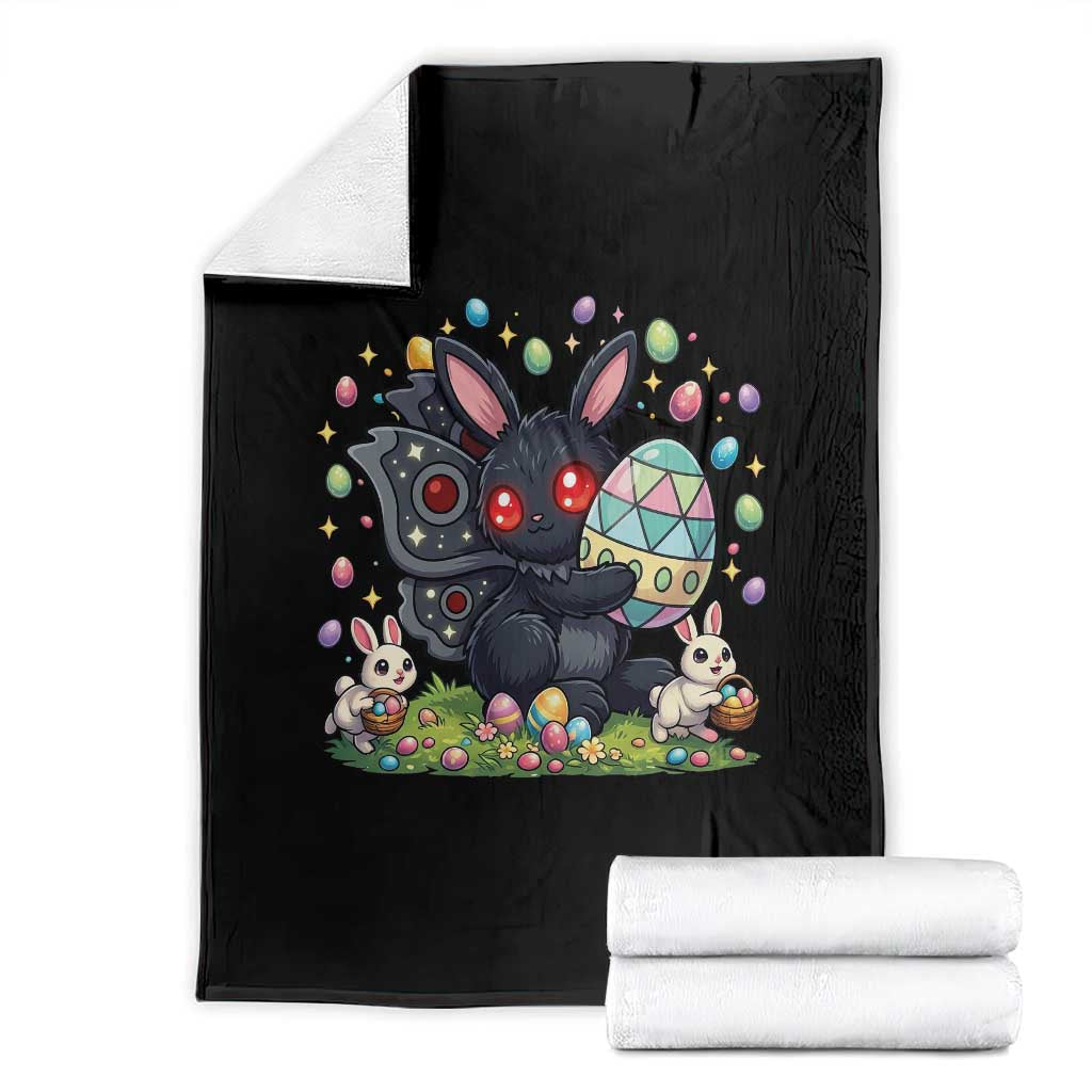 Funny Mothman Easter Bunny Ears Throw Blanket Cryptid Lover Gift TS12 Black Print Your Wear