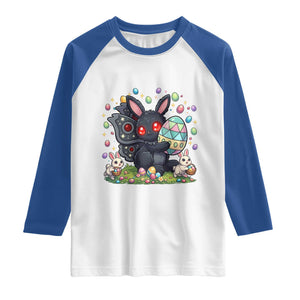 Funny Mothman Easter Bunny Ears Raglan Shirt Cryptid Lover Gift TS12 White Royal Print Your Wear
