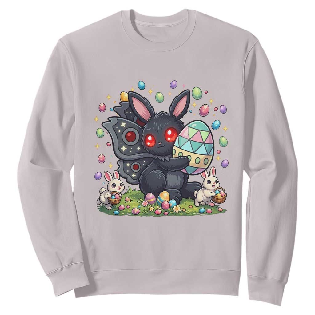 Funny Mothman Easter Bunny Ears Sweatshirt Cryptid Lover Gift TS12 Ice Gray Print Your Wear