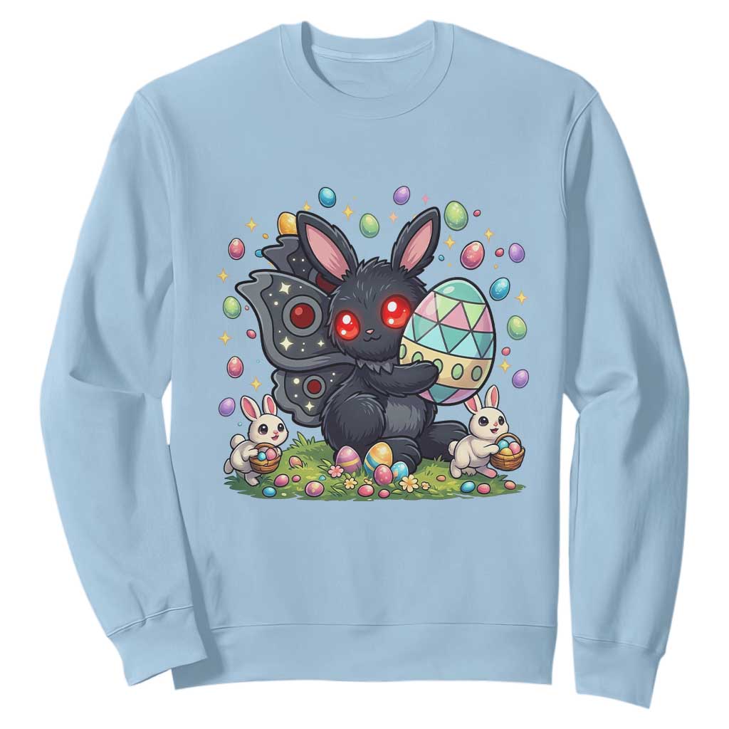 Funny Mothman Easter Bunny Ears Sweatshirt Cryptid Lover Gift TS12 Light Blue Print Your Wear