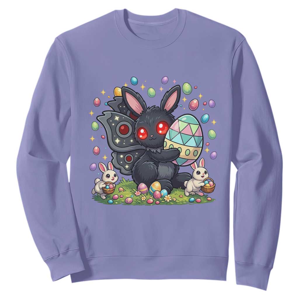 Funny Mothman Easter Bunny Ears Sweatshirt Cryptid Lover Gift TS12 Violet Print Your Wear