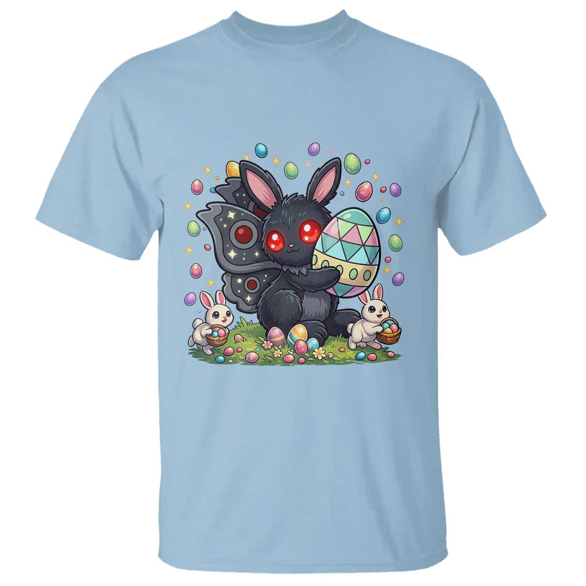 Funny Mothman Easter Bunny Ears T Shirt Cryptid Lover Gift TS12 Light Blue Print Your Wear