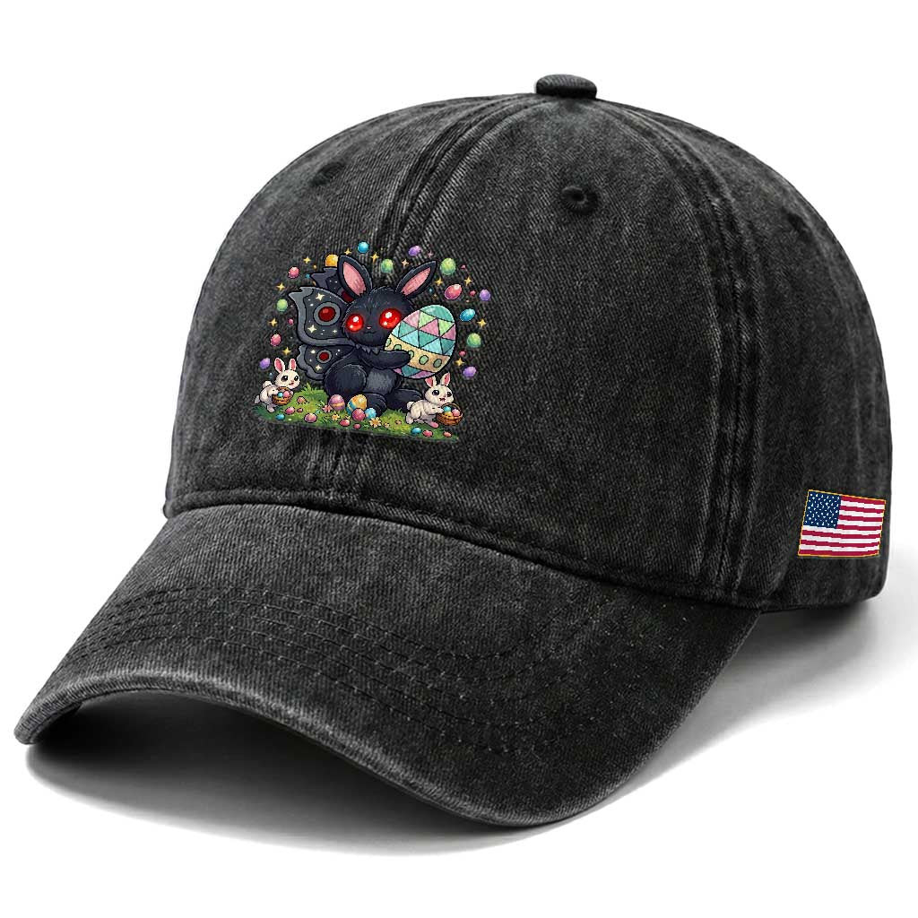 Funny Mothman Easter Bunny Ears Washed Cotton Baseball Cap Cryptid Lover Gift TS12 Print Your Wear