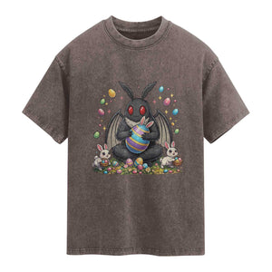 Mothman Easter Bunny Washed Cotton T-Shirt Funny West Virginia Cryptid Lover Gift