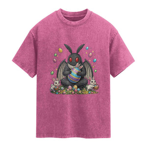 Mothman Easter Bunny Washed Cotton T-Shirt Funny West Virginia Cryptid Lover Gift