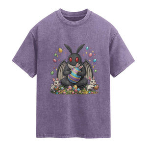 Mothman Easter Bunny Washed Cotton T-Shirt Funny West Virginia Cryptid Lover Gift