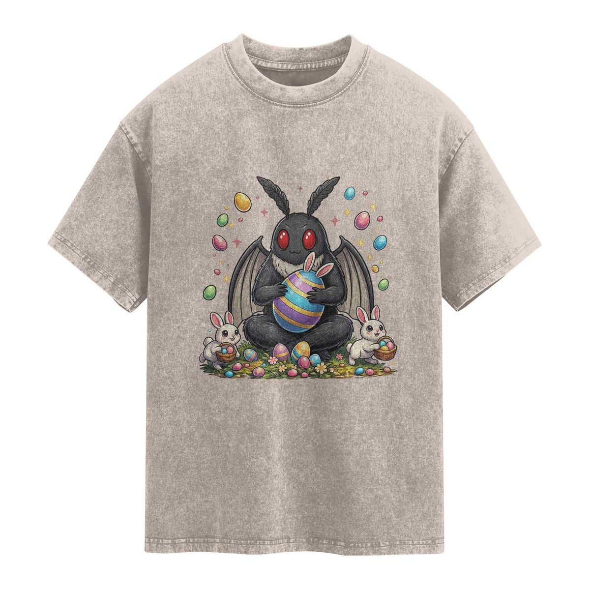 Mothman Easter Bunny Washed Cotton T-Shirt Funny West Virginia Cryptid Lover Gift