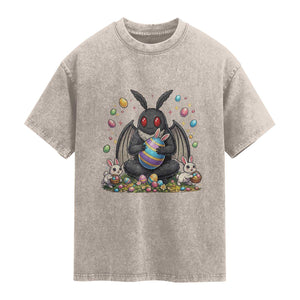 Mothman Easter Bunny Washed Cotton T-Shirt Funny West Virginia Cryptid Lover Gift