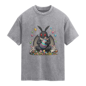 Mothman Easter Bunny Washed Cotton T-Shirt Funny West Virginia Cryptid Lover Gift
