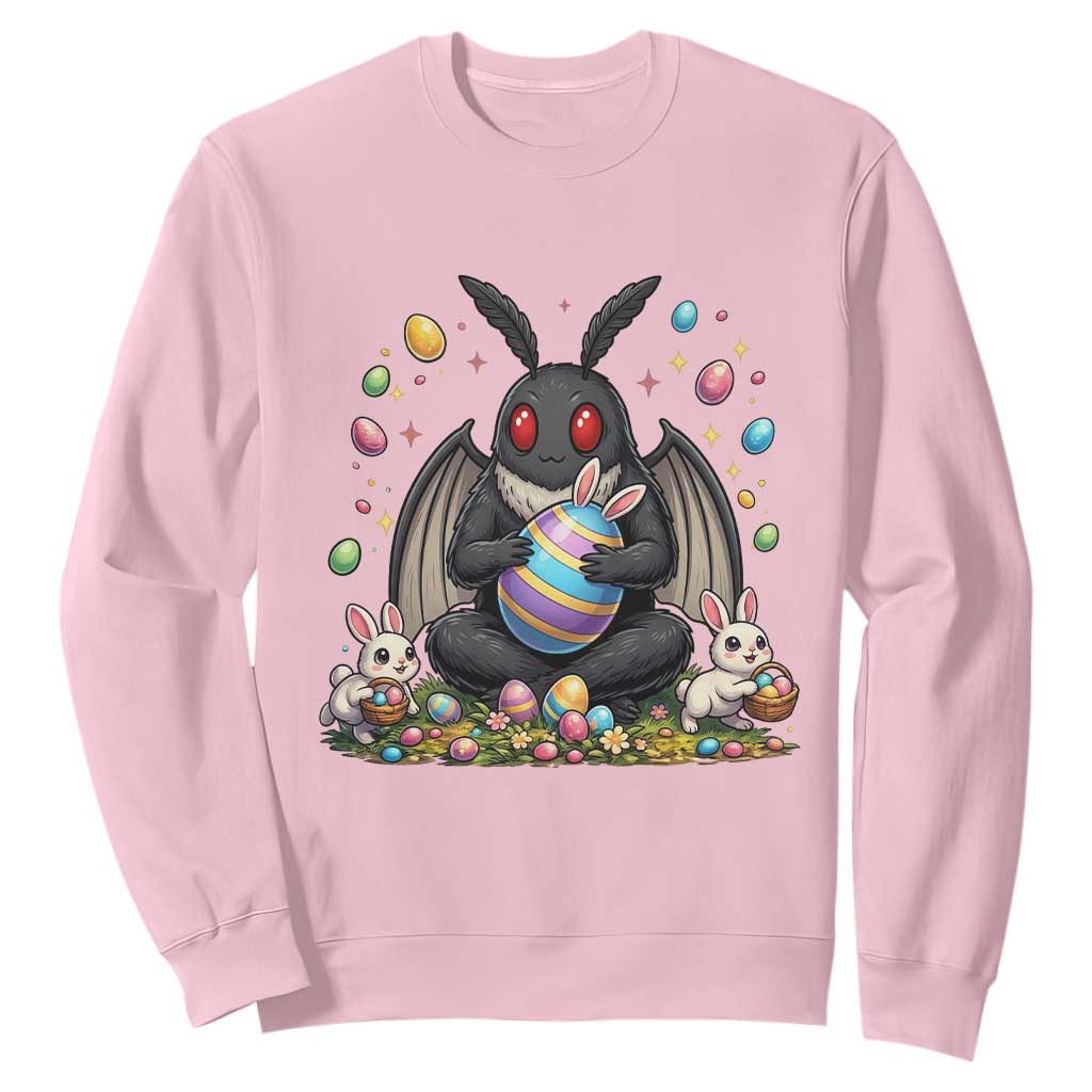 Mothman Easter Bunny Sweatshirt Funny West Virginia Cryptid Lover Gift TS12 Light Pink Print Your Wear