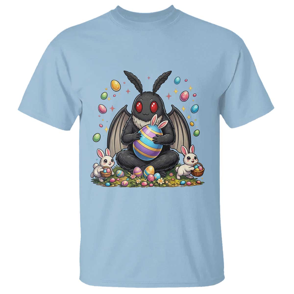 Mothman Easter Bunny T Shirt Funny West Virginia Cryptid Lover Gift TS12 Light Blue Print Your Wear