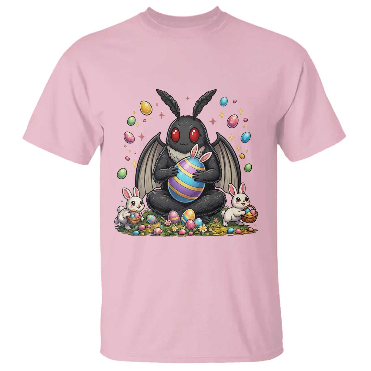 Mothman Easter Bunny T Shirt Funny West Virginia Cryptid Lover Gift TS12 Light Pink Print Your Wear