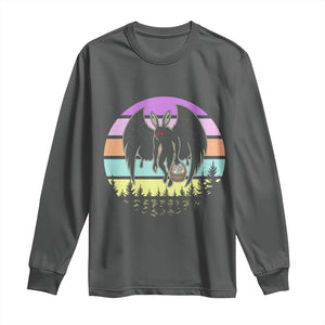 Retro Sunset Mothman Easter Egg Hunt Long Sleeve Shirt Cryptid Lover Gift TS12 Dark Heather Print Your Wear