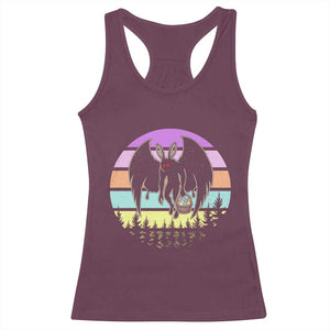 Retro Sunset Mothman Easter Egg Hunt Racerback Tank Top Cryptid Lover Gift TS12 Maroon Print Your Wear