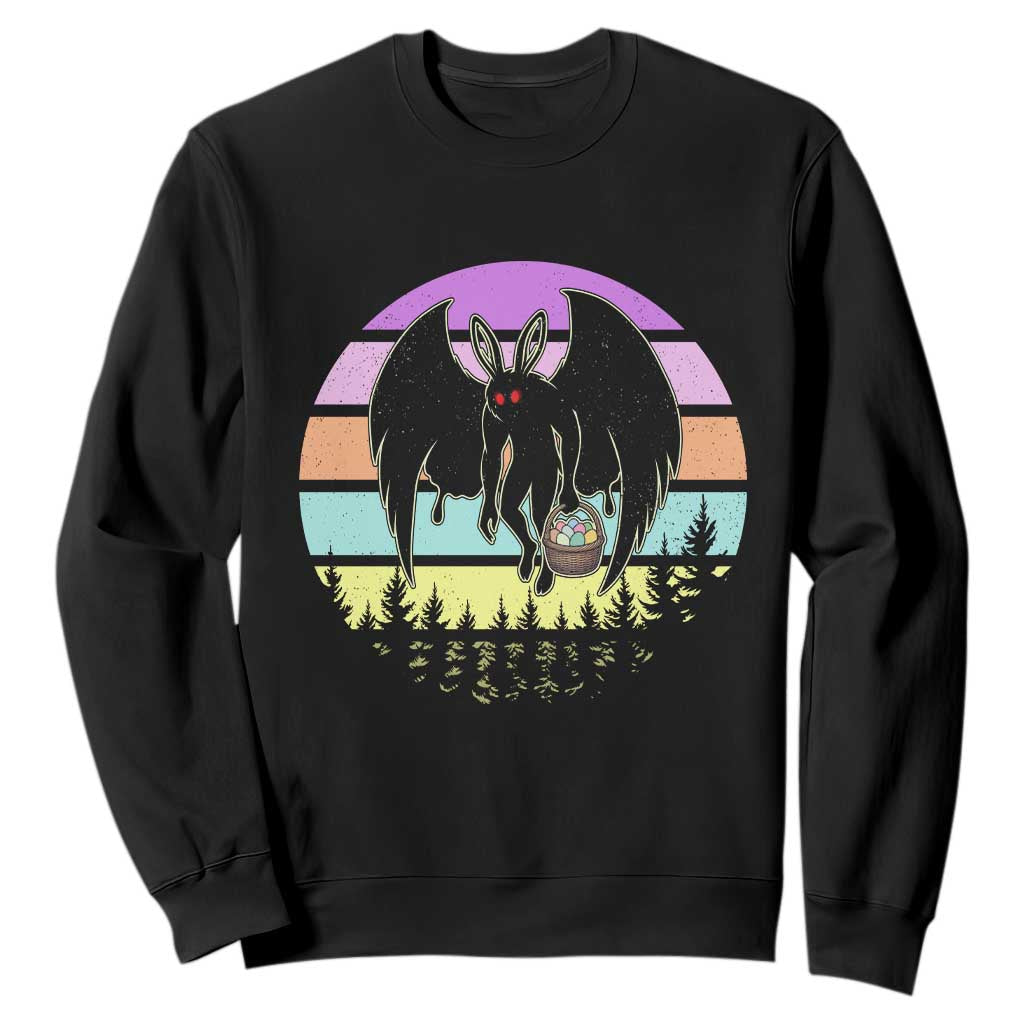 Retro Sunset Mothman Easter Egg Hunt Sweatshirt Cryptid Lover Gift TS12 Black Print Your Wear