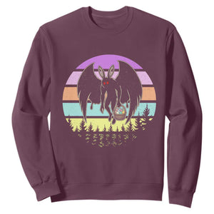 Retro Sunset Mothman Easter Egg Hunt Sweatshirt Cryptid Lover Gift TS12 Maroon Print Your Wear