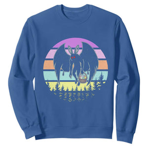 Retro Sunset Mothman Easter Egg Hunt Sweatshirt Cryptid Lover Gift TS12 Royal Blue Print Your Wear