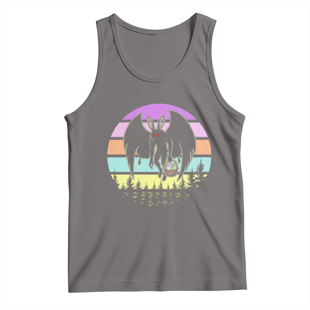 Retro Sunset Mothman Easter Egg Hunt Tank Top Cryptid Lover Gift TS12 Deep Heather Print Your Wear
