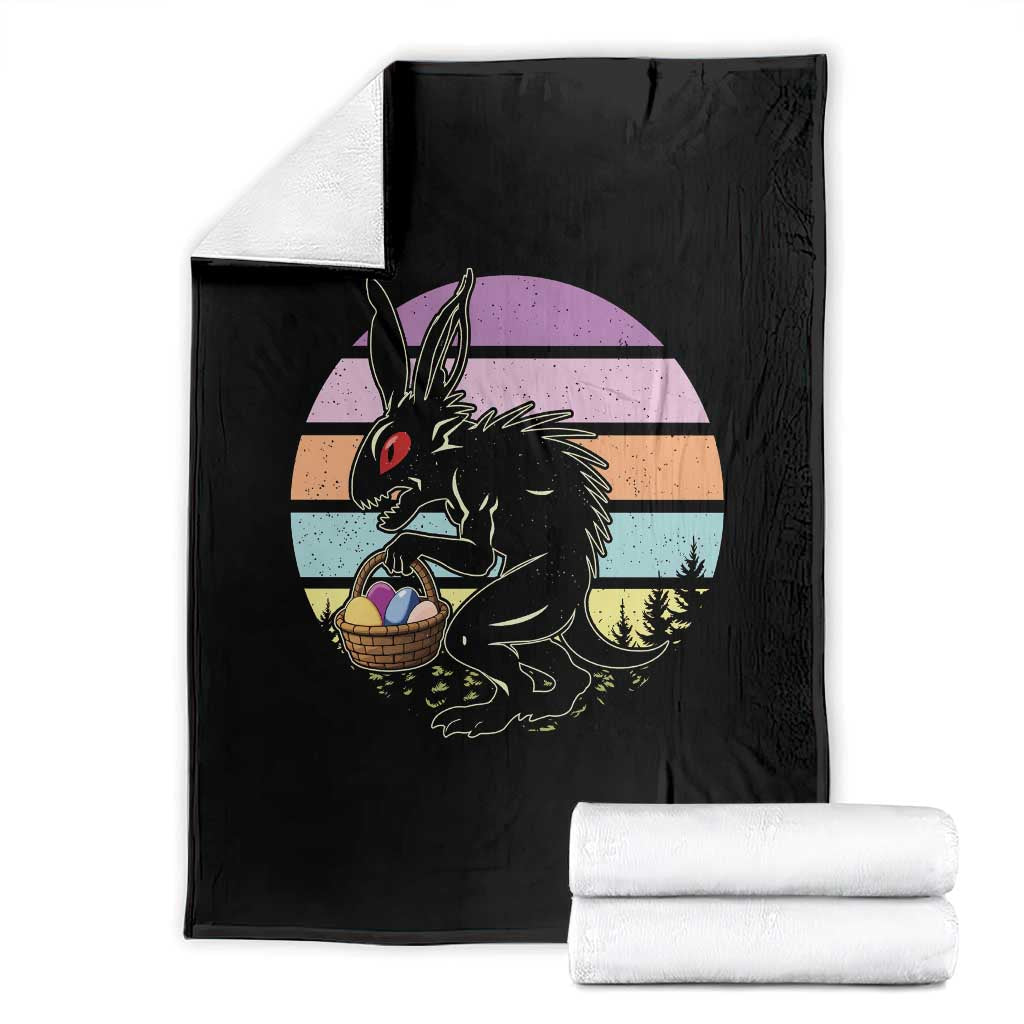 Retro Sunset Chupacabra Easter Egg Hunt Throw Blanket Cryptid Lover Gift TS12 Black Print Your Wear