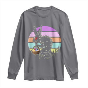 Retro Sunset Chupacabra Easter Egg Hunt Long Sleeve Shirt Cryptid Lover Gift TS12 Charcoal Print Your Wear