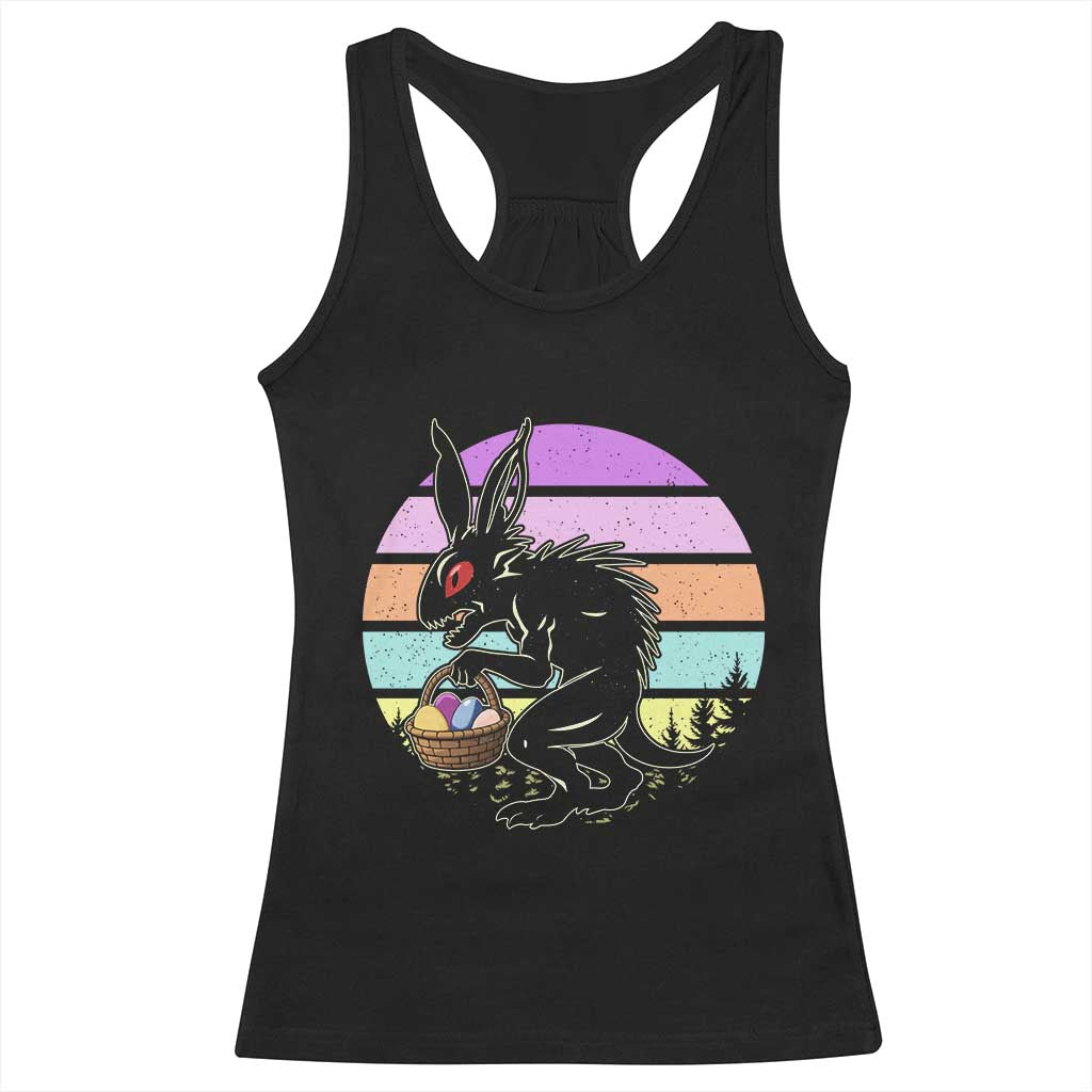 Retro Sunset Chupacabra Easter Egg Hunt Racerback Tank Top Cryptid Lover Gift TS12 Black Print Your Wear