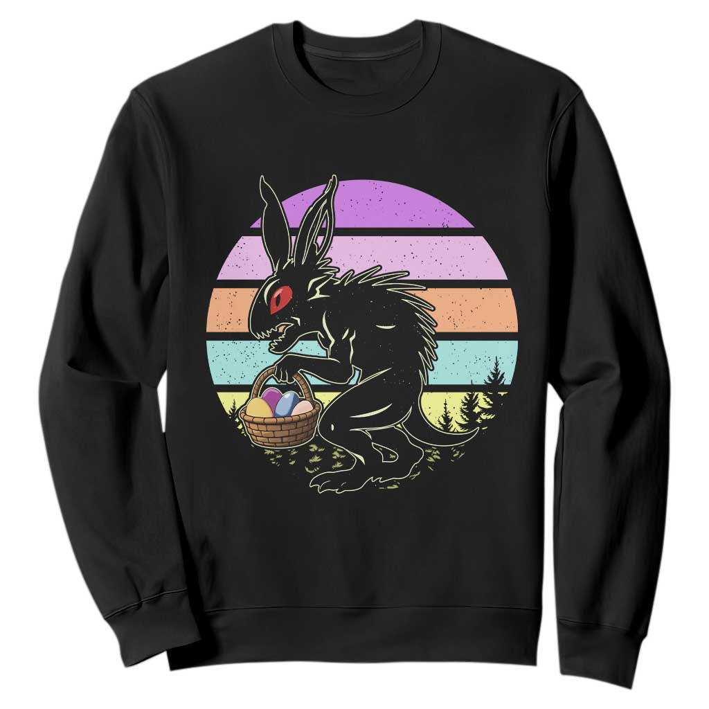 Retro Sunset Chupacabra Easter Egg Hunt Sweatshirt Cryptid Lover Gift TS12 Black Print Your Wear