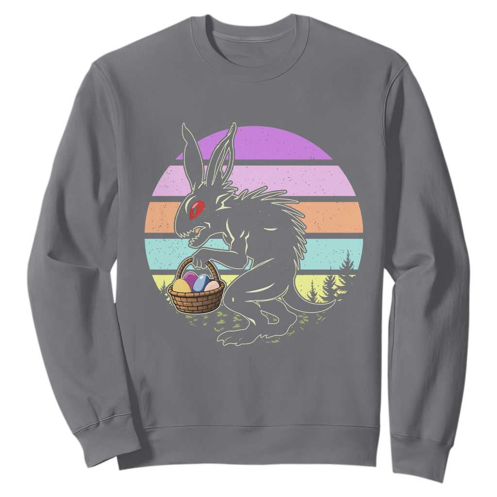 Retro Sunset Chupacabra Easter Egg Hunt Sweatshirt Cryptid Lover Gift TS12 Charcoal Print Your Wear