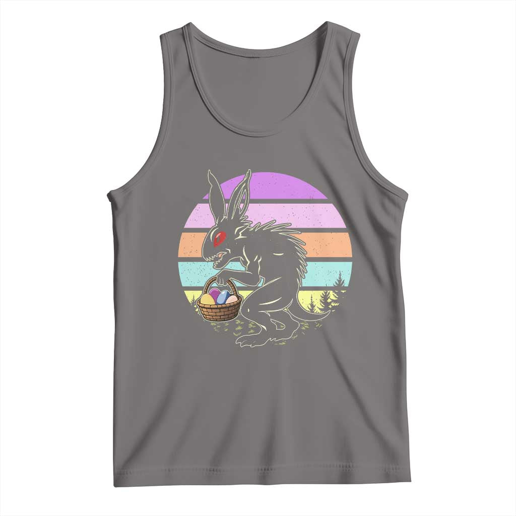 Retro Sunset Chupacabra Easter Egg Hunt Tank Top Cryptid Lover Gift TS12 Deep Heather Print Your Wear