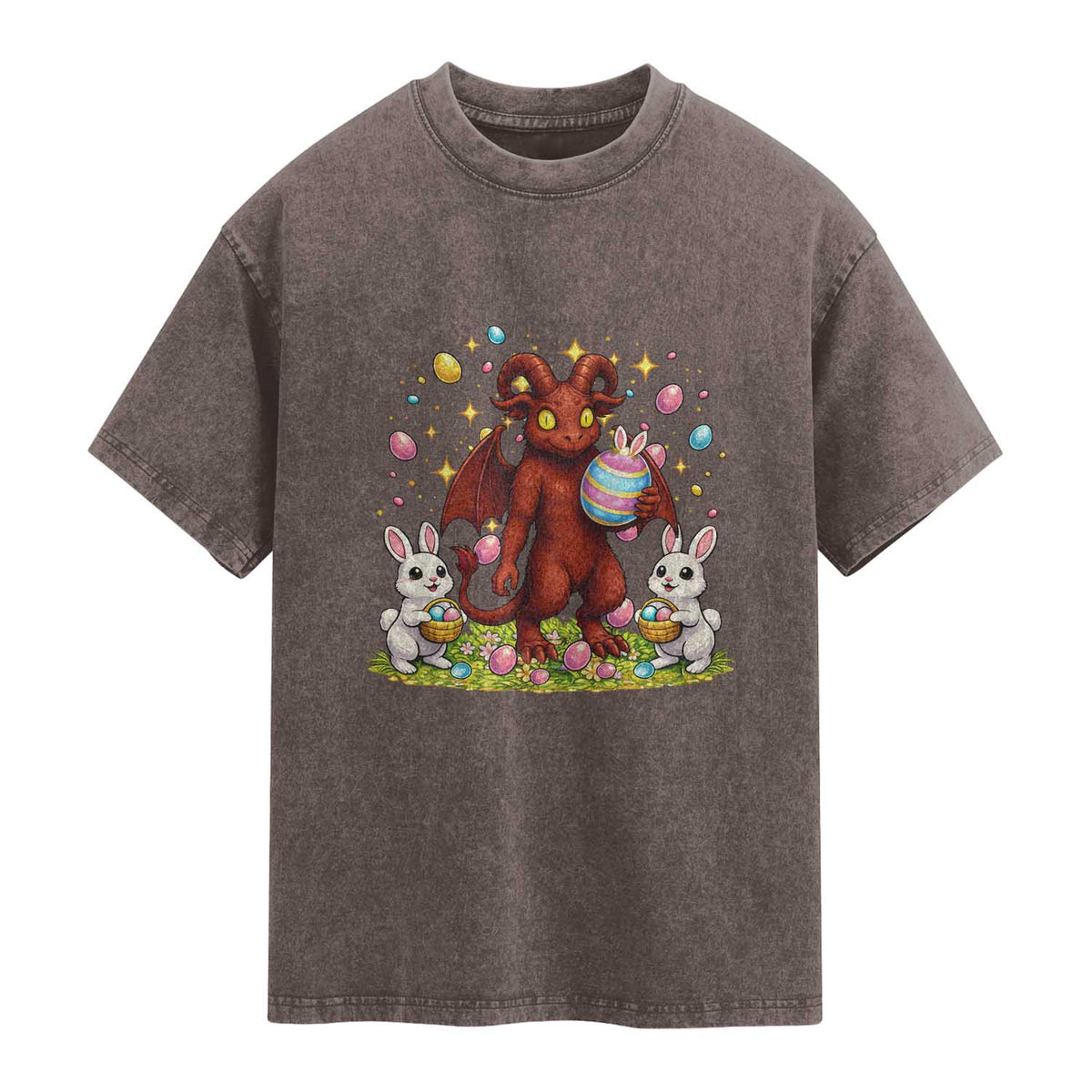 Jersey Devil Easter Egg Hunt Washed Cotton T-Shirt Funny Pine Barrens Folklore Gift
