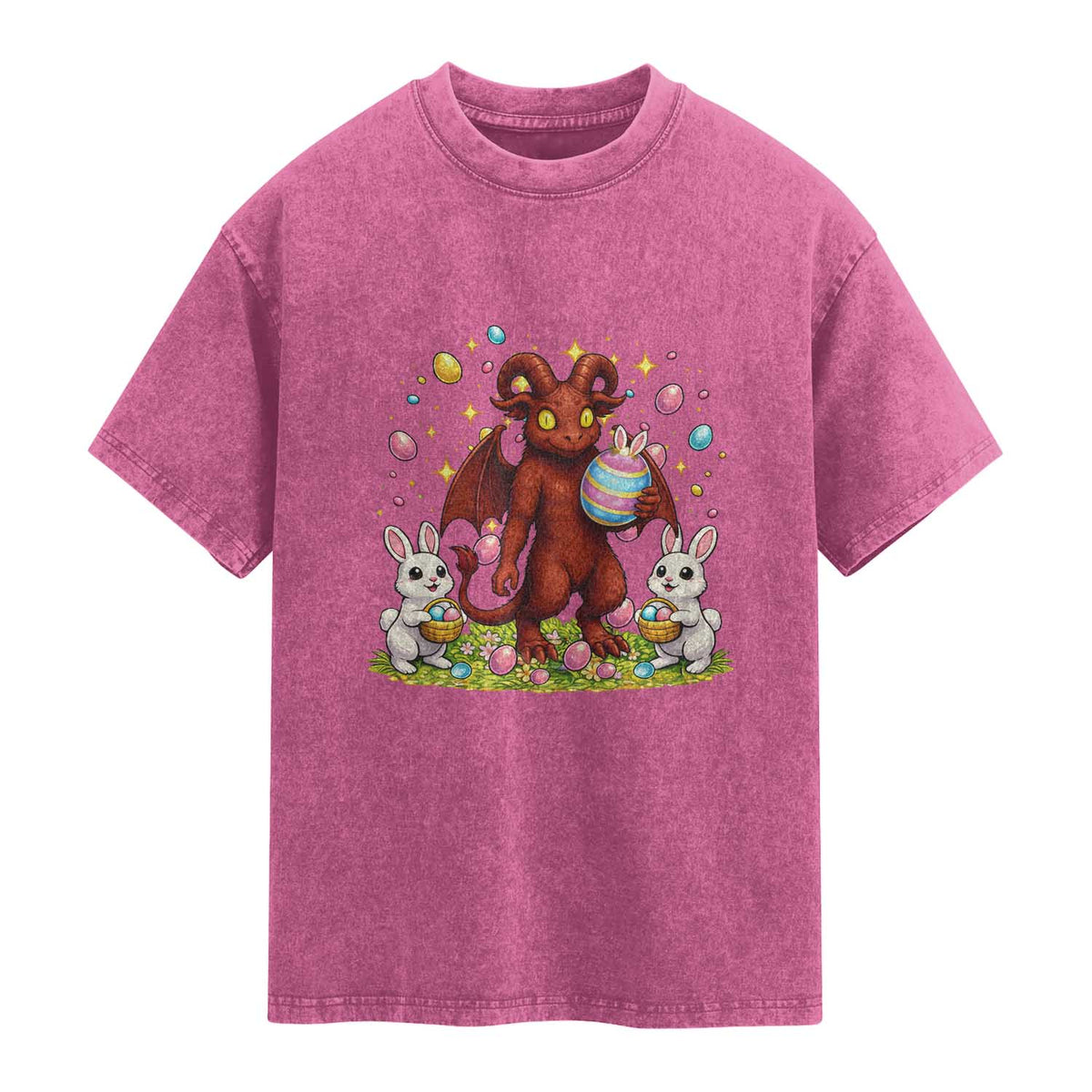 Jersey Devil Easter Egg Hunt Washed Cotton T-Shirt Funny Pine Barrens Folklore Gift