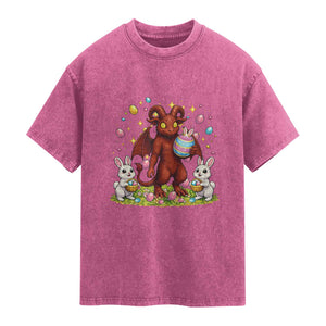 Jersey Devil Easter Egg Hunt Washed Cotton T-Shirt Funny Pine Barrens Folklore Gift